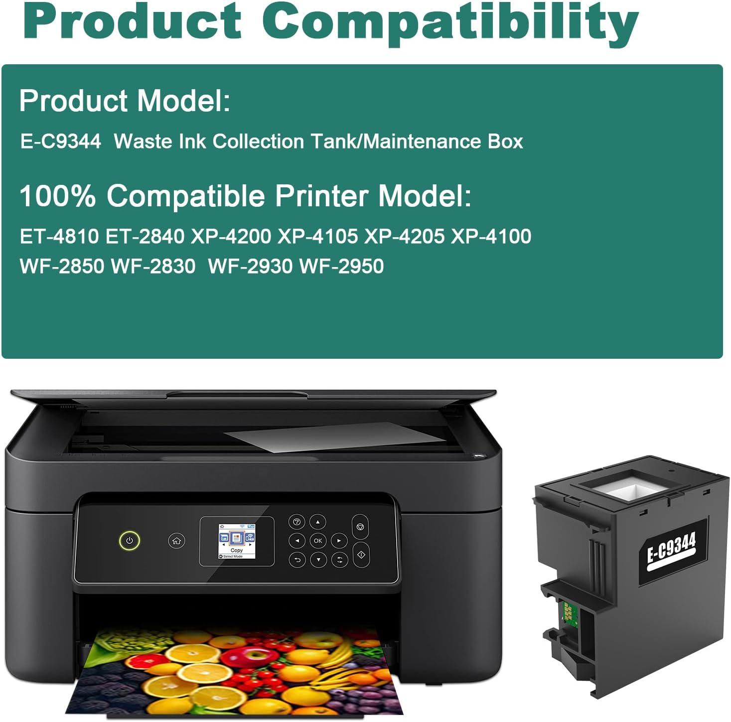 Remanufactured Ink Maintenance Box Replace for C9344 Epson C12C934461 for ET-2840 ET-4810 WF-2850 WF-2930 WF-2950 WF-2810 WF-2830 WF-2851 XP-3100 XP-4100 XP-4101 XP-4105 XP-4200 L3560 L3550 L5590