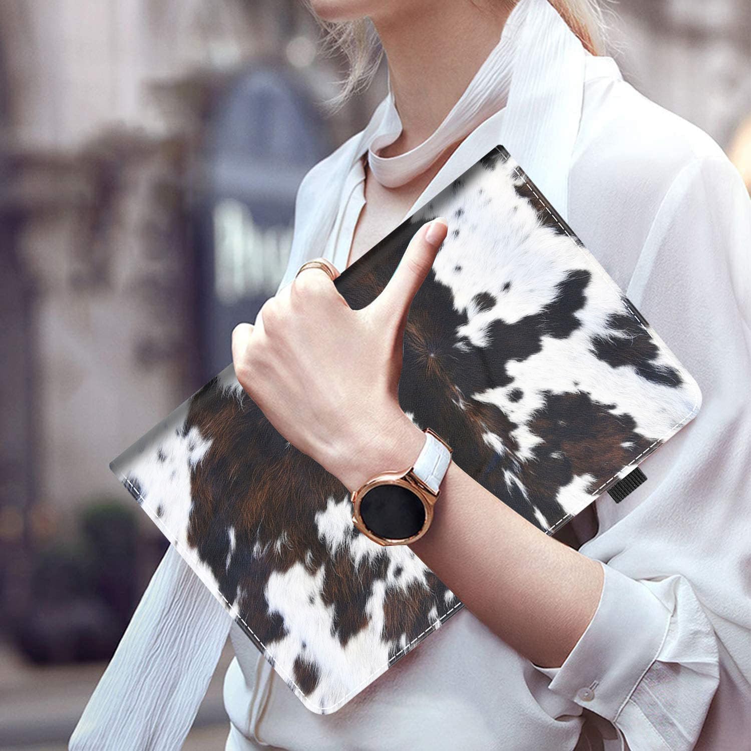 Case for All-New Fire HD 10 Tablet (11th Generation 2021 Release) & Fire HD 10 Plus， Auto Sleep/Wake Multi-Angle Viewing Slim Folio Stand Cover, Cowhide Brown Black Cow