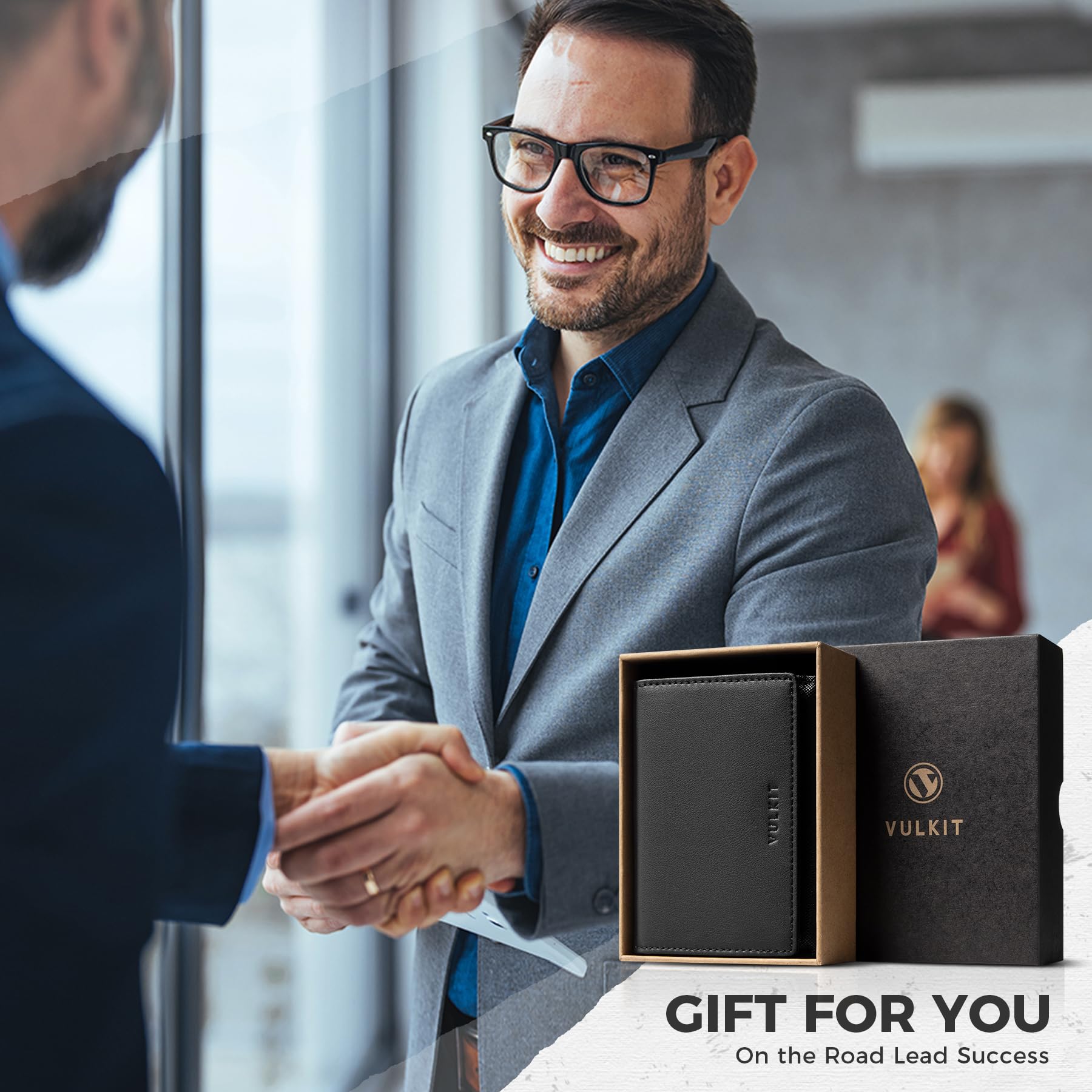 VULKIT Porte Cartes de Visite en Cuir pour Hommes étui pour Cartes de Visite Blocage RFID étui pour Cartes de Crédit Portefeuille avec Fermeture Magnétique