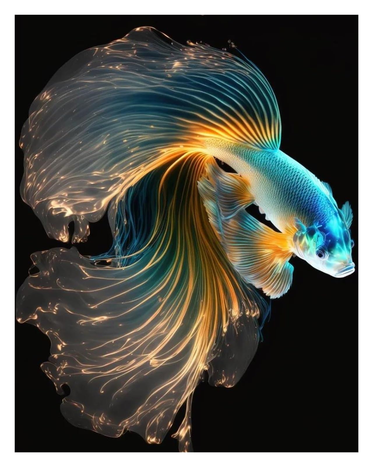 Affiches de poissons betta tropicaux et art mural créatures marines 50x70cm