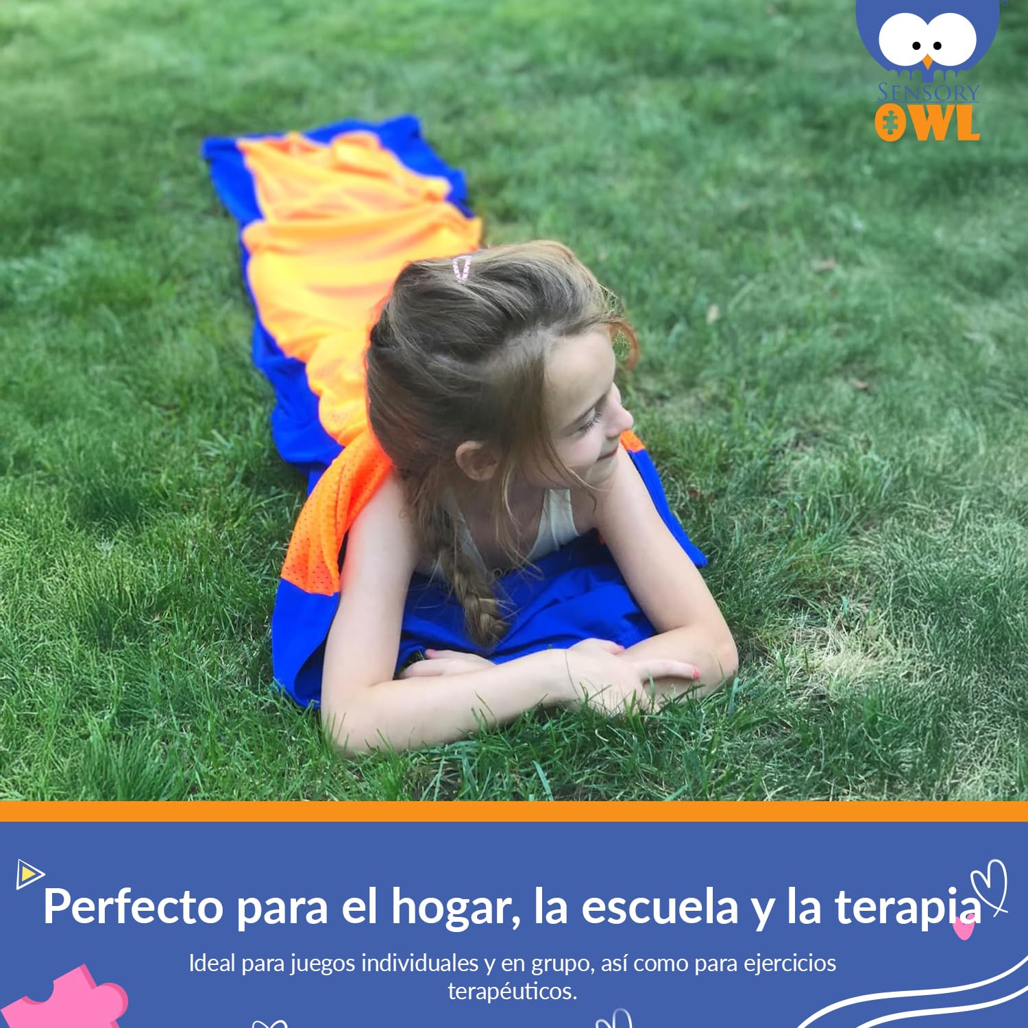 Túnel Sensorial para Niños Calcetín Corporal Túnel De Resistencia Infantil Juego De Compresión Sensorial Conciencia Corporal Alivio del Estrés Autismo Ansiedad 50 x 200 cm Azul Naranja