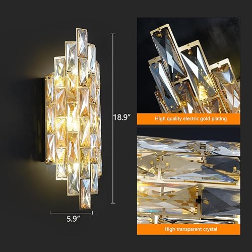 Miniatura 2 de Modernos apliques de pared de cristal, lámparas de pared doradas, lámpara de pared interior de lujo, lámparas de montaje en pared de tocador de