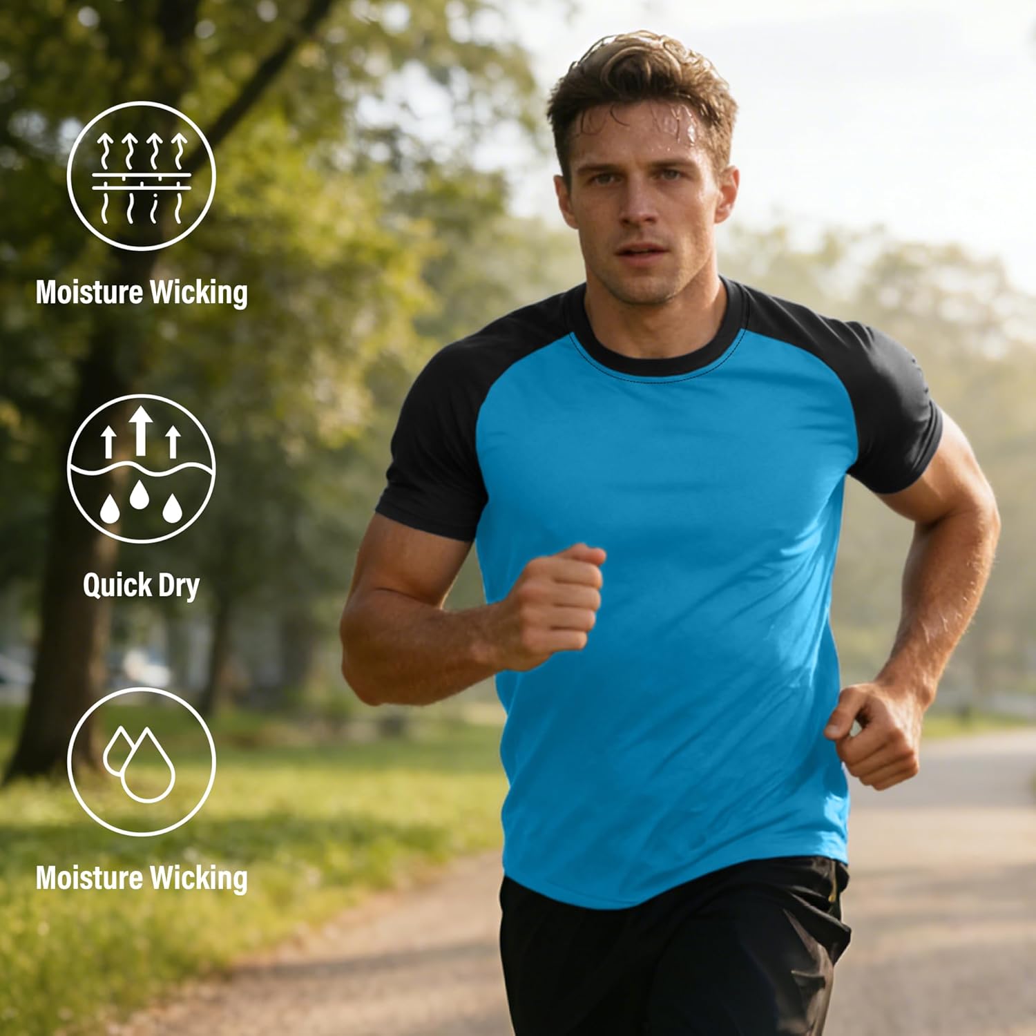 5 Pack Mens Quick Drying Shirts Crew Neck Loose Breathable Cool Workout Running Athletic Outdoor Sports Casual Tops - Image 6