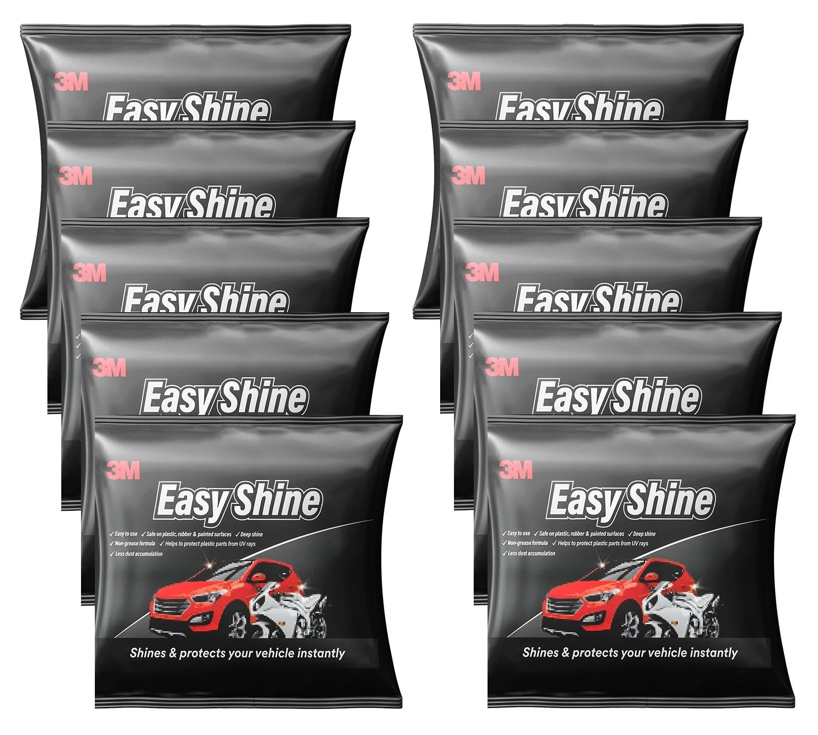 3M Easy Shine Foam Sponge, Safe on Plastic, Rubber and Painted Surfaces, Protect Plastic Parts from UV Rays, Less Dust Accumulation, Deep Sine (7.5cmX5cmX2.5cm, Pack of 10)-image-1