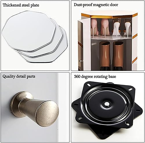 Miniatura 5 de Estantes Zapatero Zapatero 360 giratorio 369 niveles Gabinete de zapatos de metal con puertas de adsorción Estante redondo giratorio para zapatos