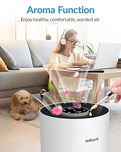 Air Purifiers for Home Bedroom, ADTARK Air Cleaner with H14 True HEPA 3-in-1 Filter, Sleep Mode & Aroma Function, 3 Light Modes, Room Air Purifier with 3 Timer for Office, Dorm, Hotel (White)