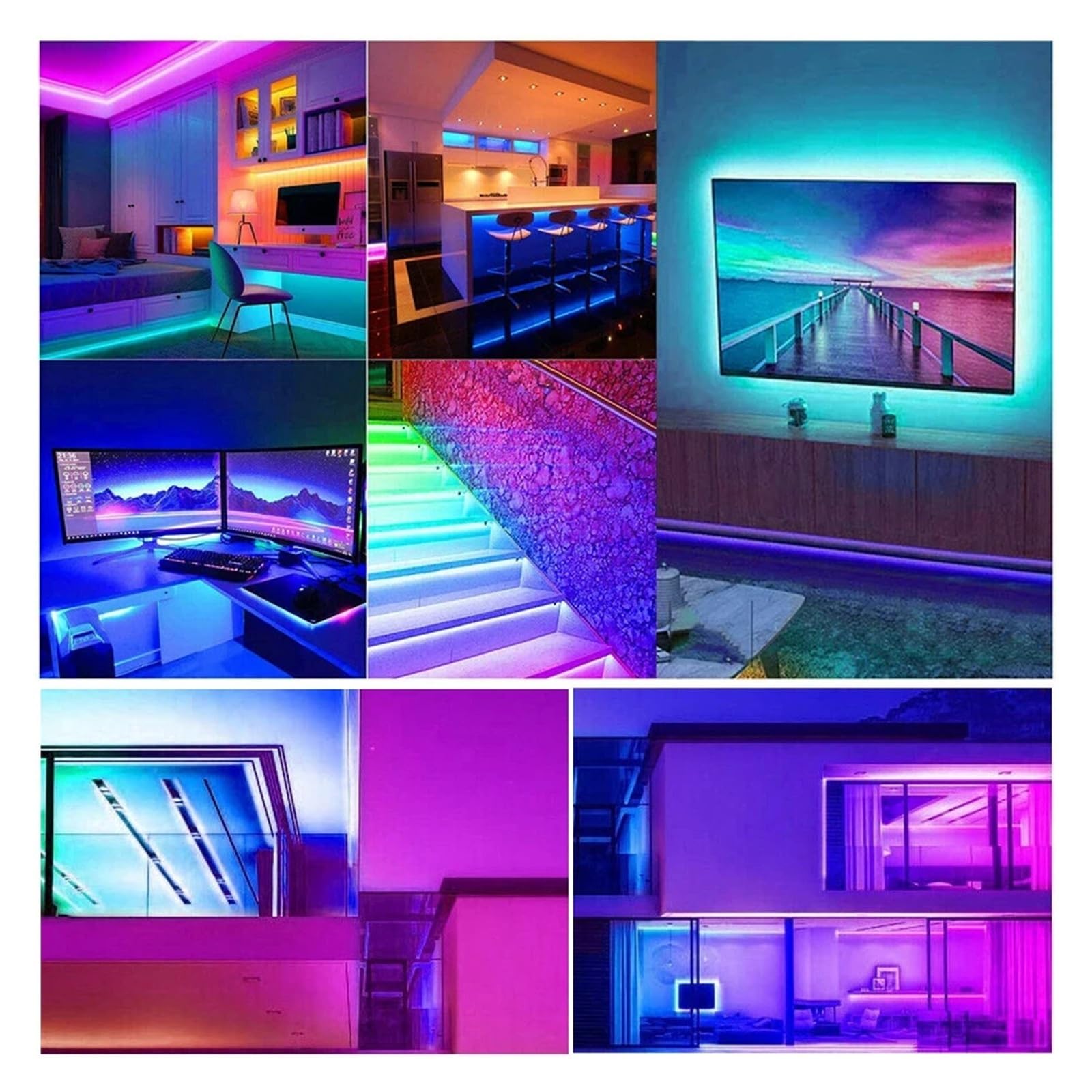Tira de luces LED RGB USB de 3,28 pies-100 pies, aplicación y Control remoto de 44 teclas, lámpara de cinta LED 3535, retroiluminación de TV for sala de juegos, decoración del hogar(BLUETOOTH 44K_30M)