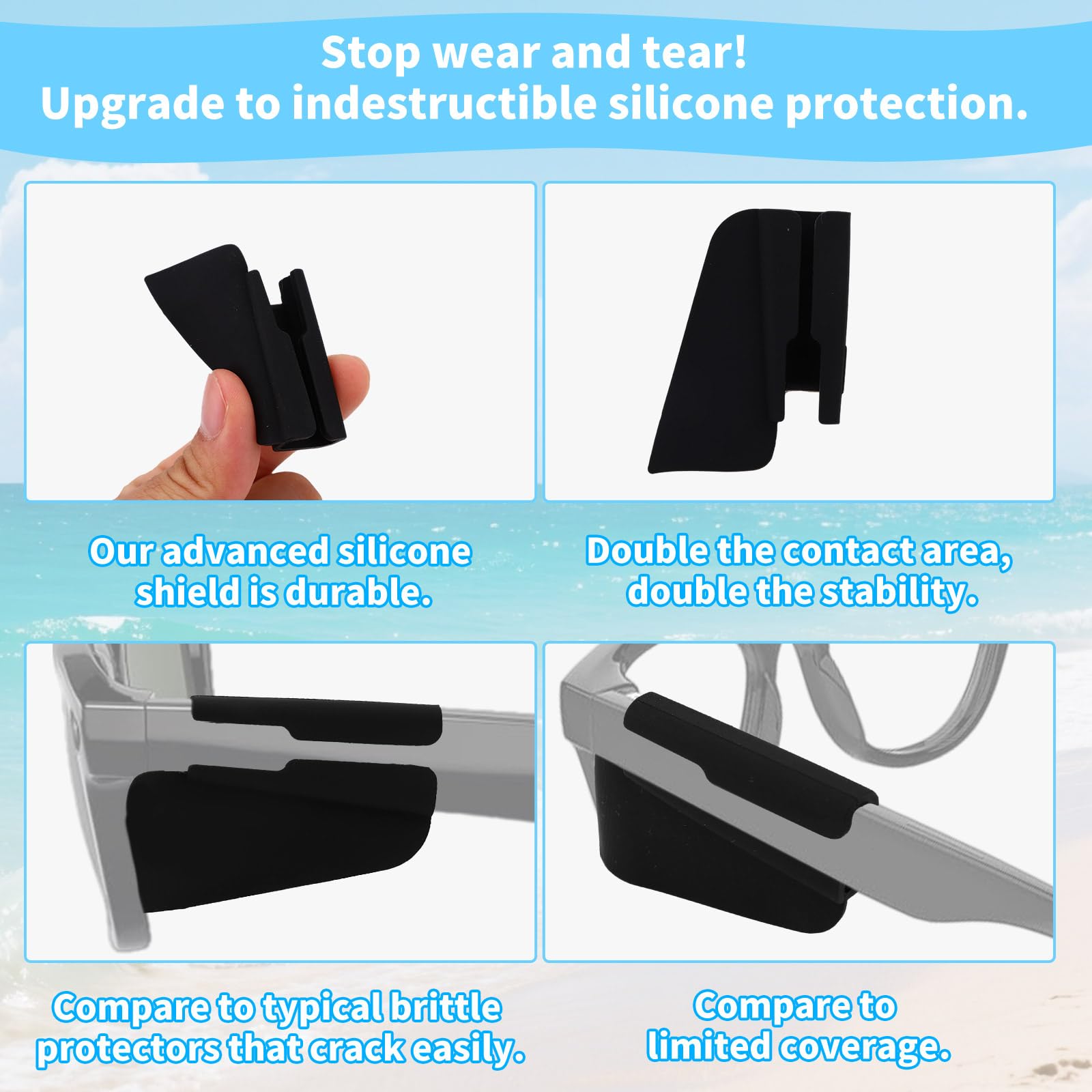 4pz Protezioni Laterali per Occhiali Intelligenti, Silicone Design Antiscivolo Accessori Protezione Occhi Compatibile con Ray-Ban Meta Wayfarer/Skyler