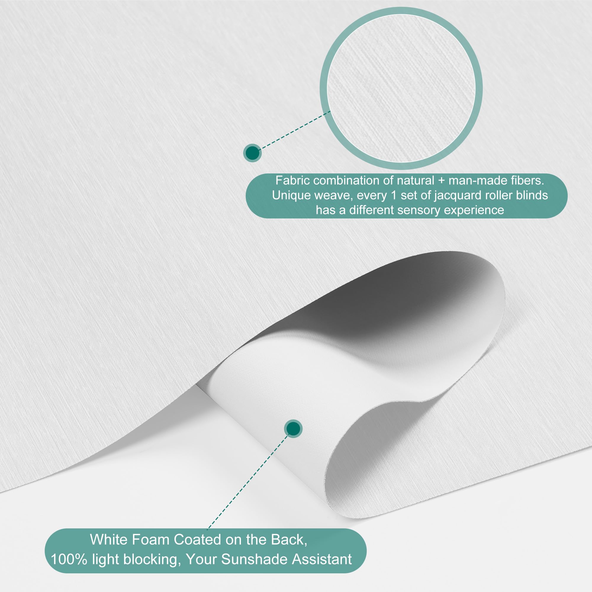 Blackout Roller Shades for Windows,Free-Stop Cordless Roller Blinds,Striped Jacquard Window Shades for Bedroom,Thermal Insulated Fabric Easy Installation,(Custom Sizes,White)