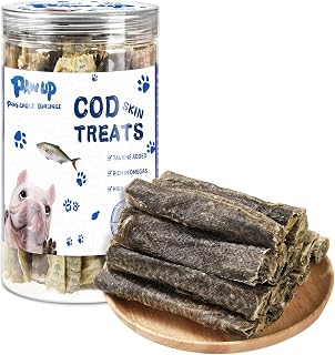 PAWUP Dog Treats, Cod Skins Dog Treat with Taurine, One-Ingredient Grain-Free Chew Fish Skin Rolls Rich in Omega3, 8 oz