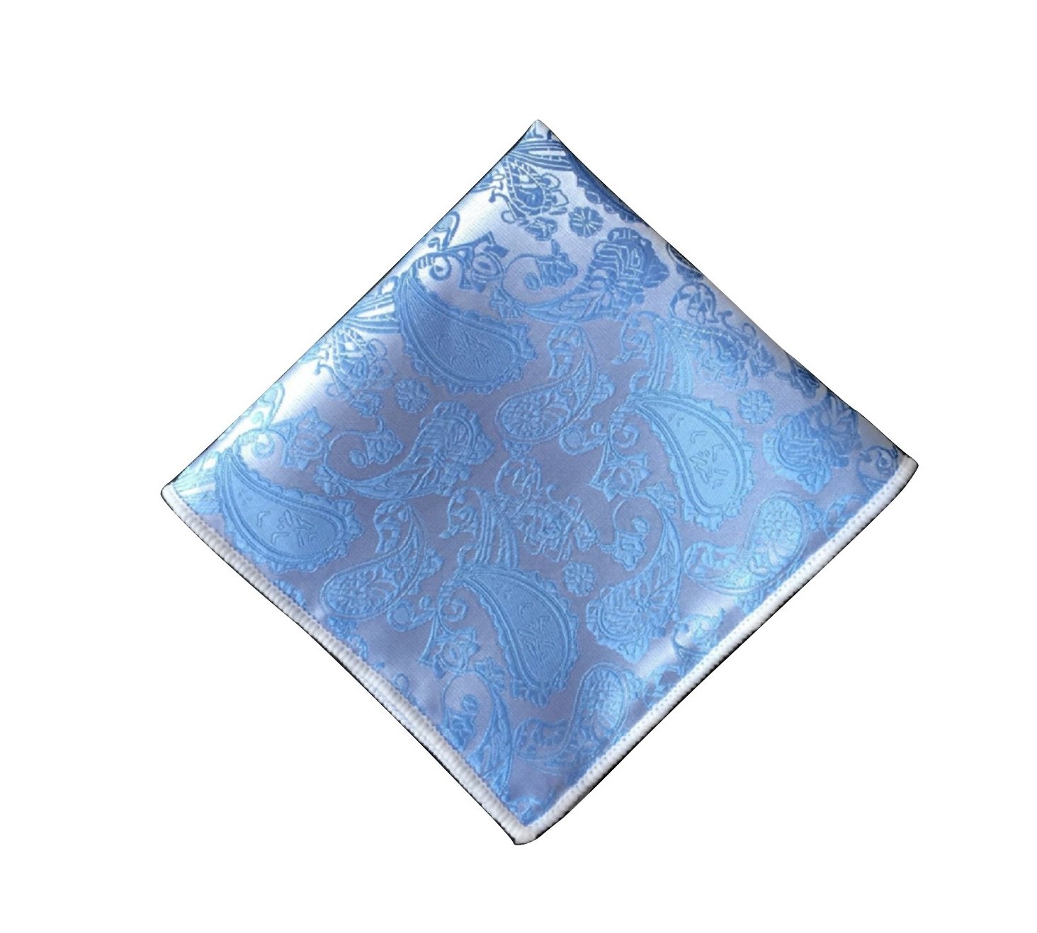L&L® Hand Made Men Paisley Jacquard Silk square Wedding pocket Hanky Handkerchief (Sky)