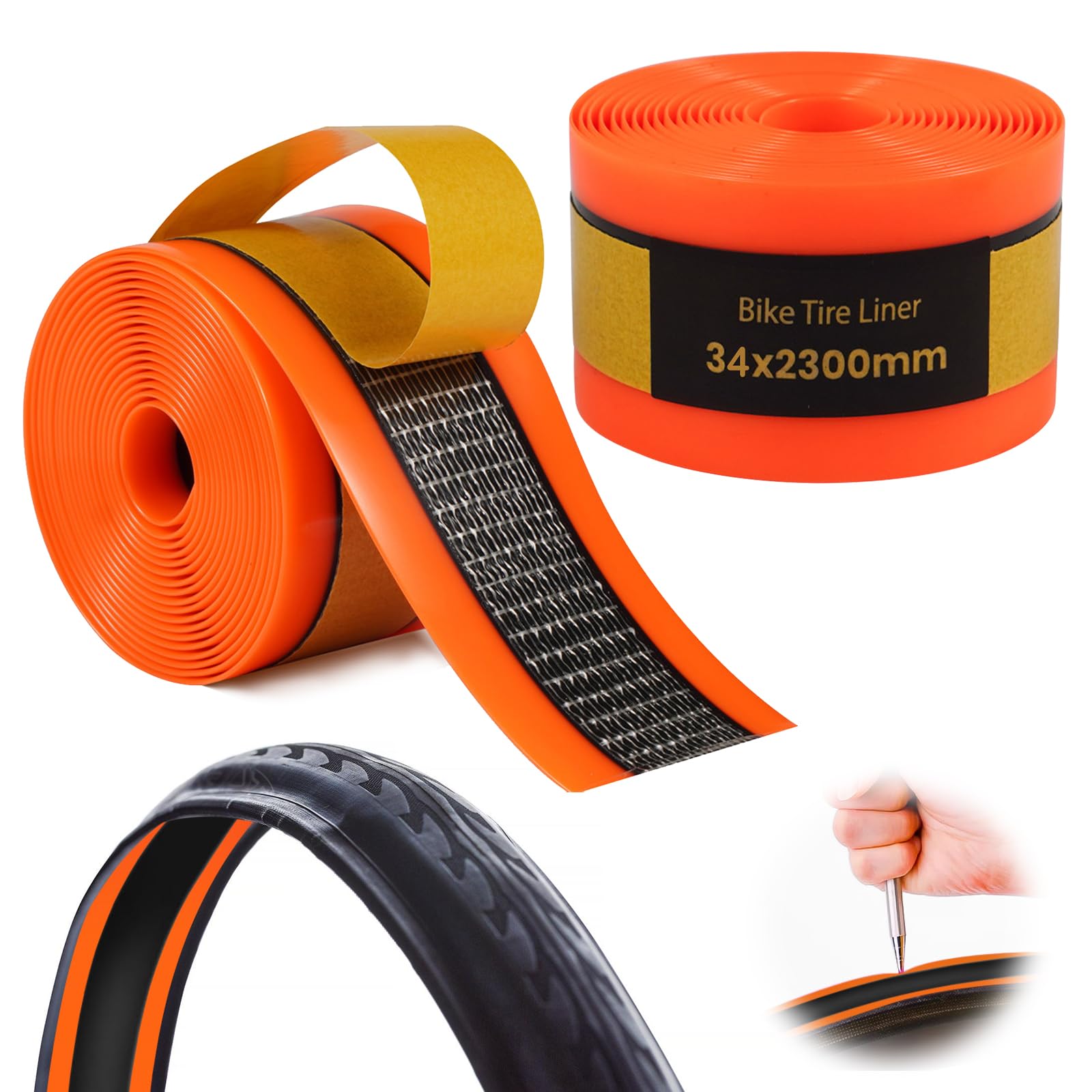 Lot De 2 Bandes De Protection Anti-Crevaison pour Pneus De Vélo: Revêtement De Pneu De Vélo, Liner Bande Anti-Crevaison Cyclism Compatible avec Pneus 20, 24, 26, 27,5, 28, 29, 700 C