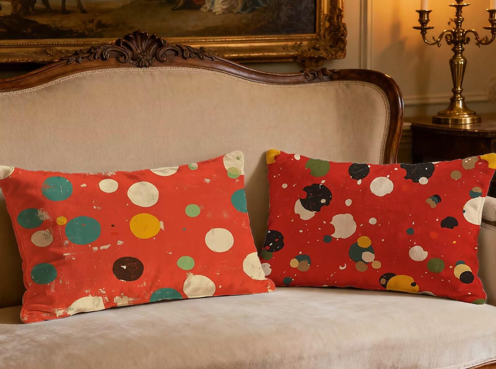 Coussin nordique rouge 60x90 rectangulaire en velours pour decoration maison