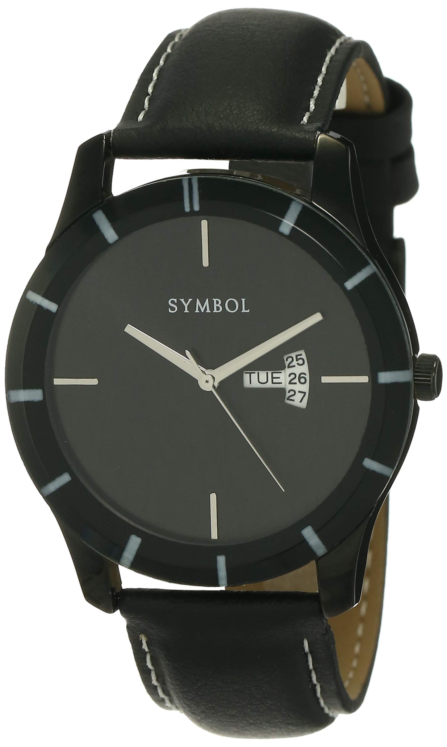 Amazon Brand - Symbol Men Faux Leather Analog Black Dial Watch-Az-Syg30-F, Band Color-Black (B08S4WR5V6) Amazon Price History, Amazon Price Tracker