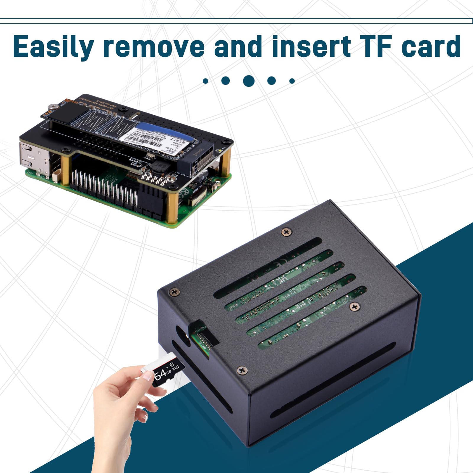 Raspberry Pi 5 Case GeeekPi Metal Case With N04 PCIe M.2 Key-M NVMe SSD  PCIe Peripheral Board For Raspberry Pi 5 With Raspberry Pi 5 Official  Active Cooler Bitcoin Miner