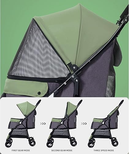 Miniatura 5 de Sunny Sonny Cochecito plegable para mascotas con cubierta climática, cesta de almacenamiento, transportador de viaje para mascotas SM perros gatos