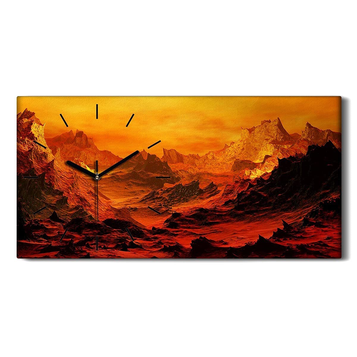 Horloge sur toile anti tic-tac sommeil paisible déco moderne volcan 60x30