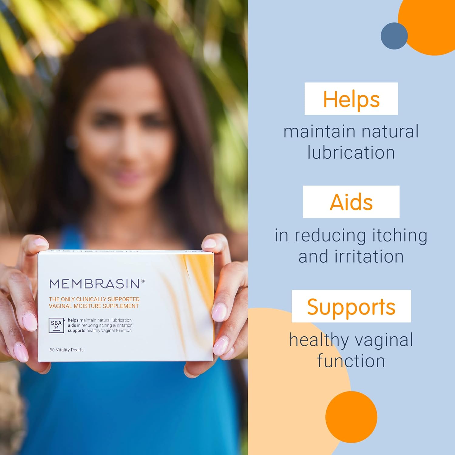 Membrasin Vitality Pearls Feminine Moisturizer Supplement for Dryness