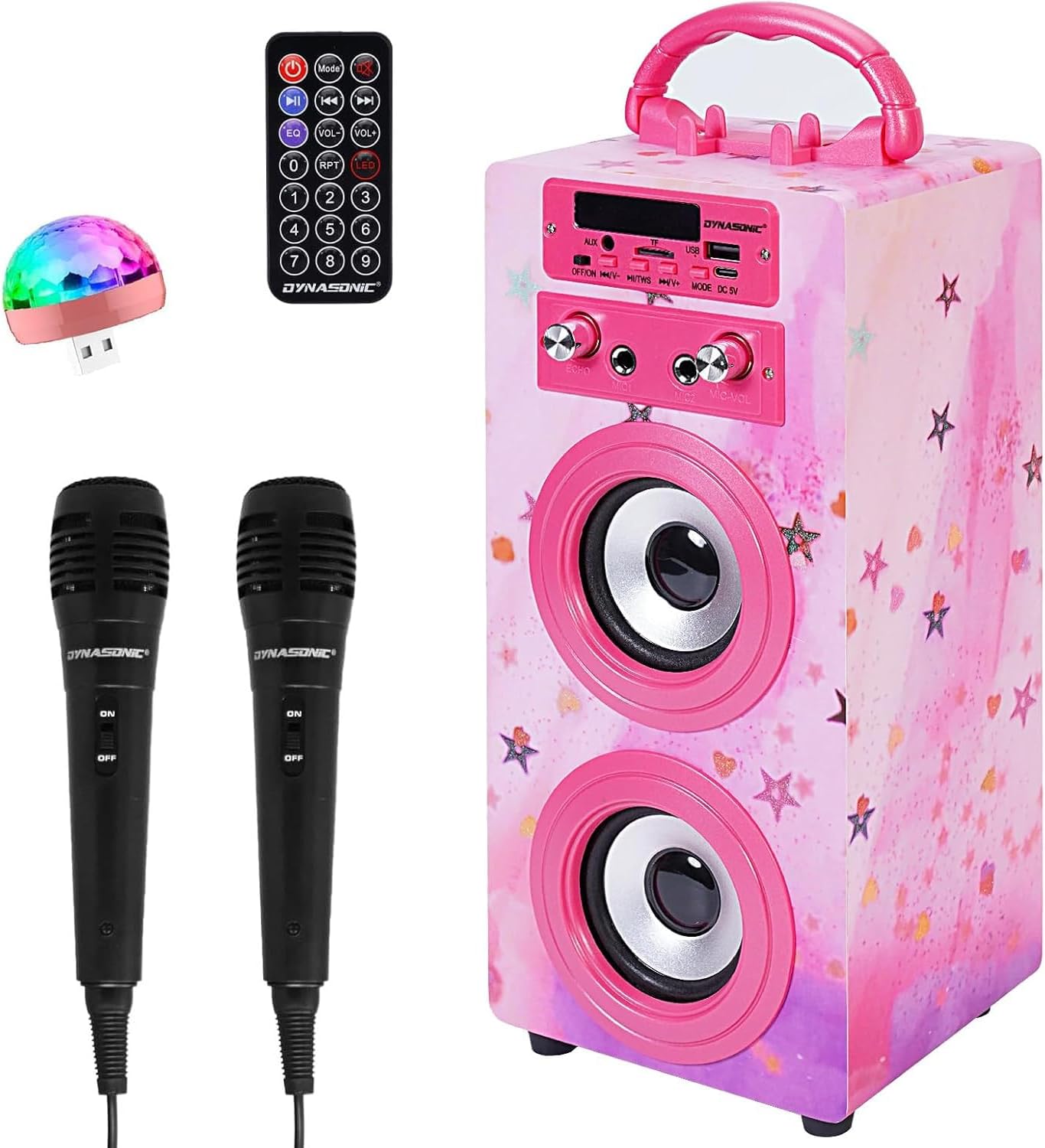 Macchina Per Karaoke Per Bambini E Adulti, Mini Microfono Portatile Per Karaoke Con 2 Microfoni Wireless E Luce Giocattoli Per Tutti Gli Smartphone Compleanno Famiglia
