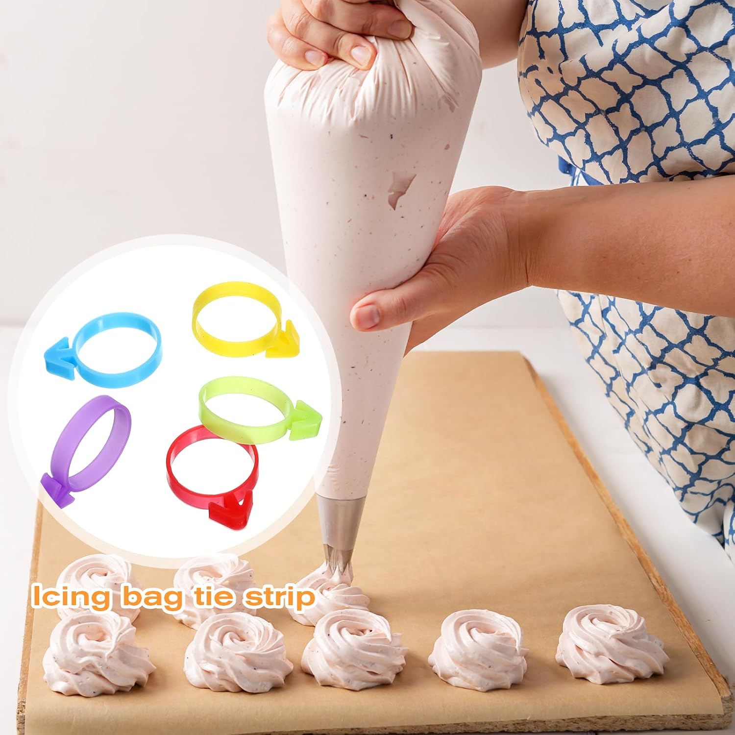 120 PCS Icing Bag Ties, Silicone Pastry Bag Ties Reusable Piping Bags Tie Decoration Bags Clips for Cookies Cupcakes Pastry Baking Supplies Seal (5 Colors)