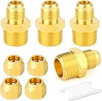 Vista 29 de GASHER 10 piezas de conector de tubo con abocinamiento SAE de latón, conector de tuerca de 1/2 pulgada para aire acondicionado, extensión de cobre