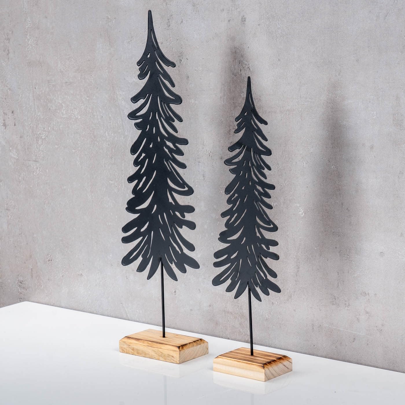 levandeo 6er Set Tanne Deko-Aufsteller Metall Holz Schwarz Natur Weihnachts-Deko Tischdeko Weihnachtsdeko Weihnachtsbaum