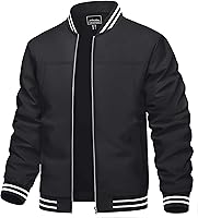 TACVASEN Men's Lightweight Windbreaker Bomber Jacket - Water-Resistant Zip-Up Coat for Spring Fall Outdoor Activities