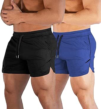 CEHT Mens Workout Running Shorts Lightweight Athletic Gym Shorts with Zipper Pockets