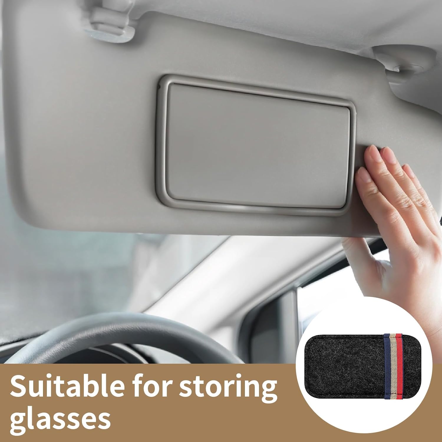 1 Pcs Car Sun Visor Sunglasses Storage Bag,Durable Universal Automotive Eyeglasses Holder Storage Pouch, 3.11 Inches X 3.61" Anti-Scratch Protective Bag Universal For Most Cars (Black) image 4