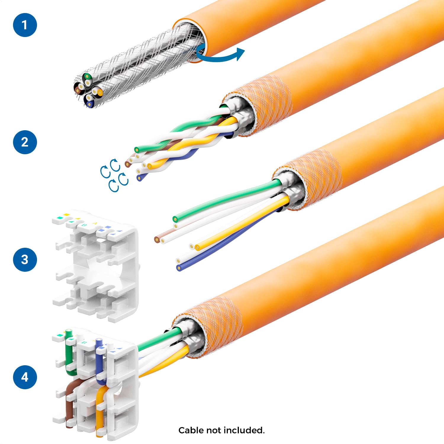 deleyCON CAT6A Keystone Jack Modul 10 Gbit/s RJ45 LSA, 48 Stück | RJ45 Buchse auf LSA, 500 MHz, T568A/T568B, AWG 22-26 UTP, Kunststoff, für Patchpanel und Netzwerkdose