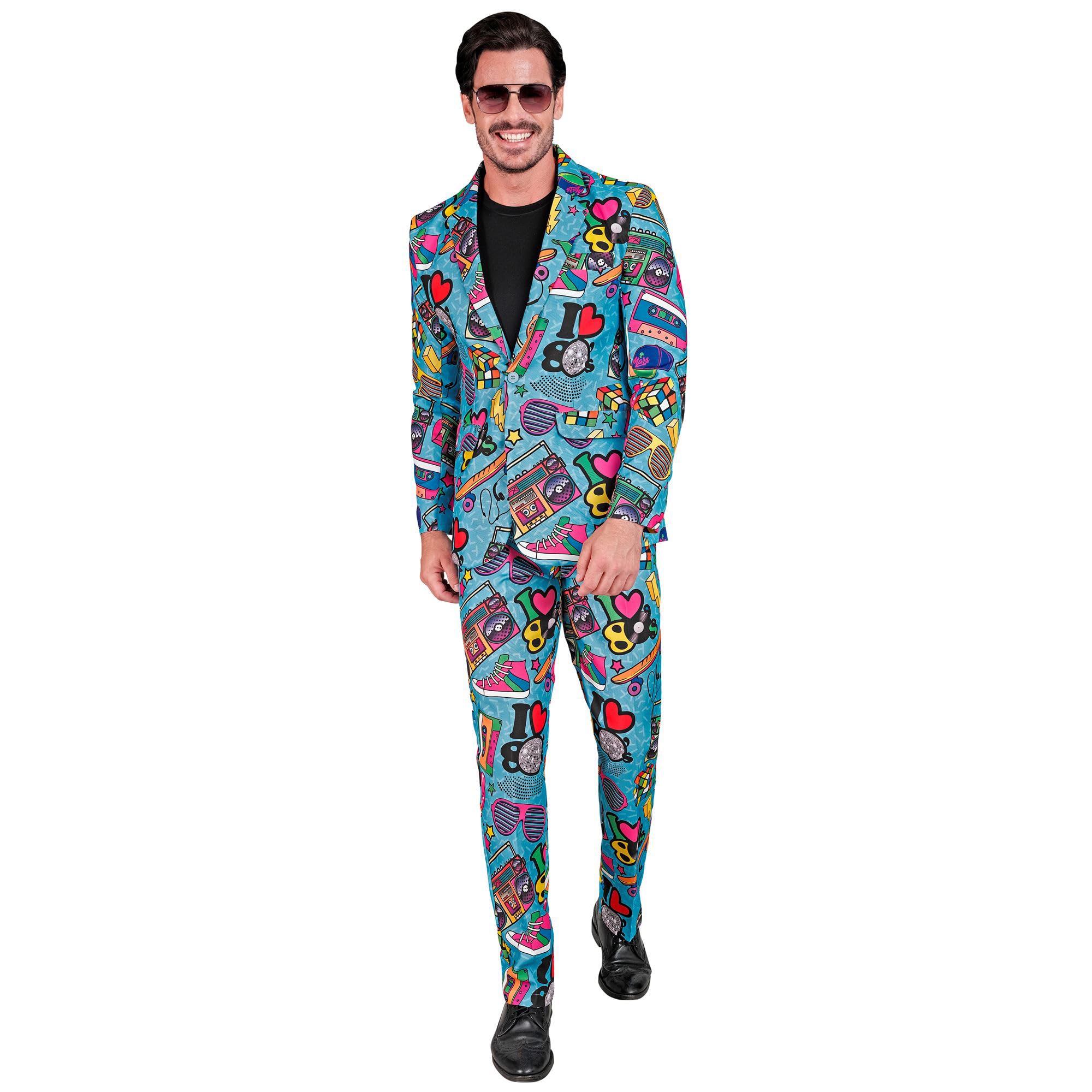 W WIDMANN MILANO Party Fashion - Completo da Uomo Anni '80 | Con giacca e pantaloni, look retrò accattivante, costume per Carnevale, festival e feste a tema