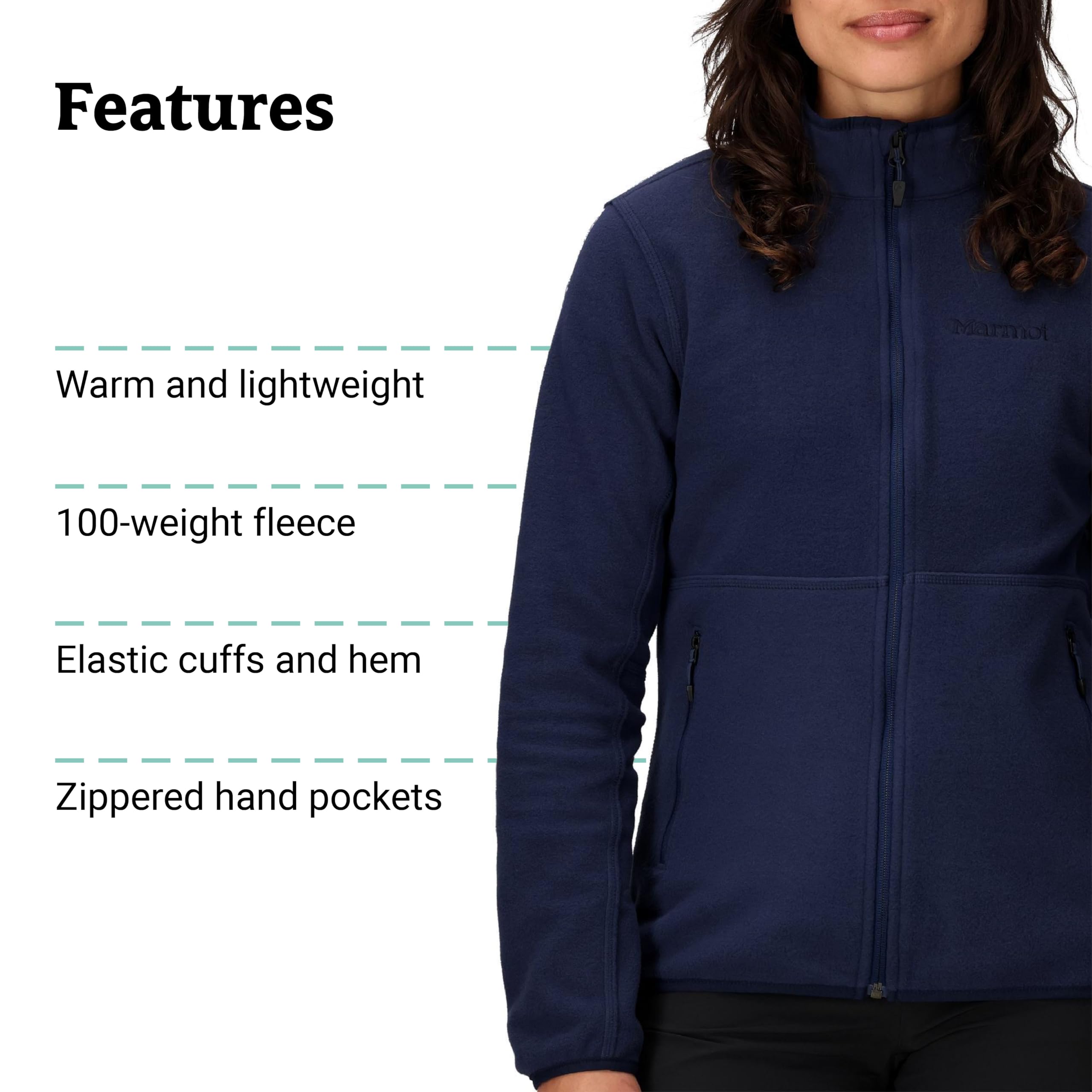MARMOT Damen Wm's Rocklin Full Zip Jacket C20 Warme Fleecejacke, Outdoor-Jacke mit durchgehendem Reißverschluss, atmungsaktiver und windbeständiger Sweater (1er Pack)