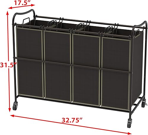 Vista 21 de Simple Houseware Carro rodante clasificador de ropa resistente de 4 bolsas, plata/surtido