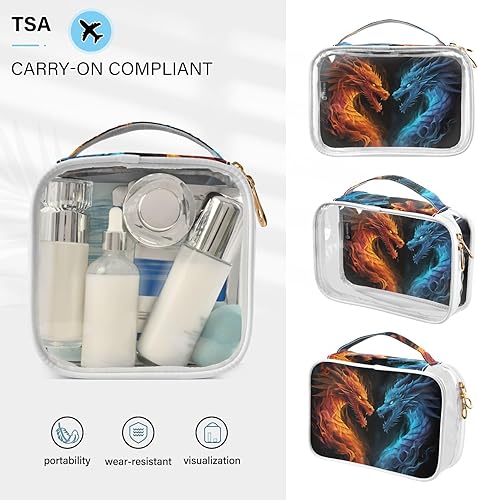 Miniatura 5 de Red Blue Flame Dragon Clear Toiletry Bag for Traveling,2 Pack Makeup Cosmetic Bag with Zipper,Travel Bag for Toiletries,Travel Essentials 21214354
