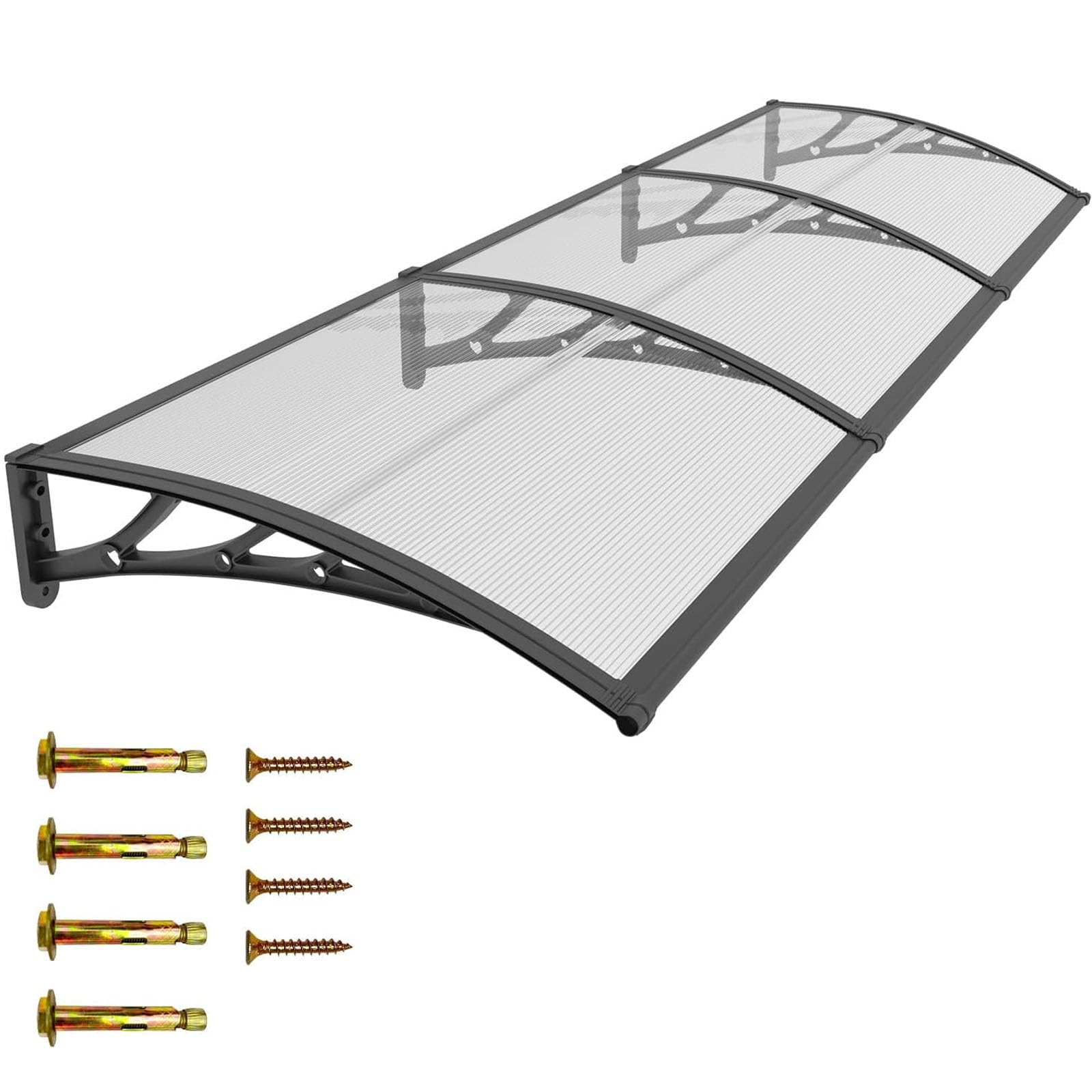 ZLSXAOASP Outdoor Awning Canopy Shelter, Polycarbonate Front Door Rain Shelter for Porch, Patio, Deck, House Entrance