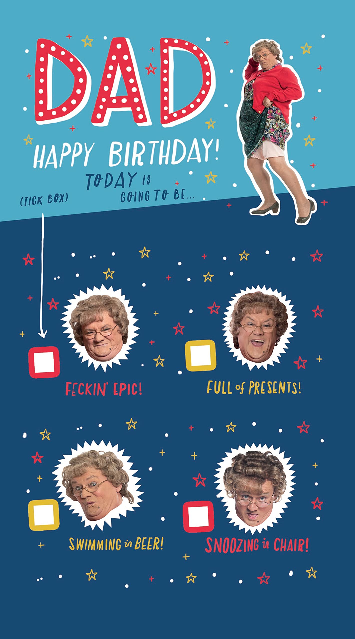 Danilo Promotions Limited Dad Birthday Card, Mrs Brown's Boys Dad Birthday Card, Birthday Card for Dad Mrs Brown's Boys,Multi,210 x 290 mm