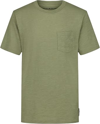 Lucky Brand Boys Short Sleeve Slub Pocket Crew Neck T-Shirt, Soft, Comfortable, Relaxed Fit