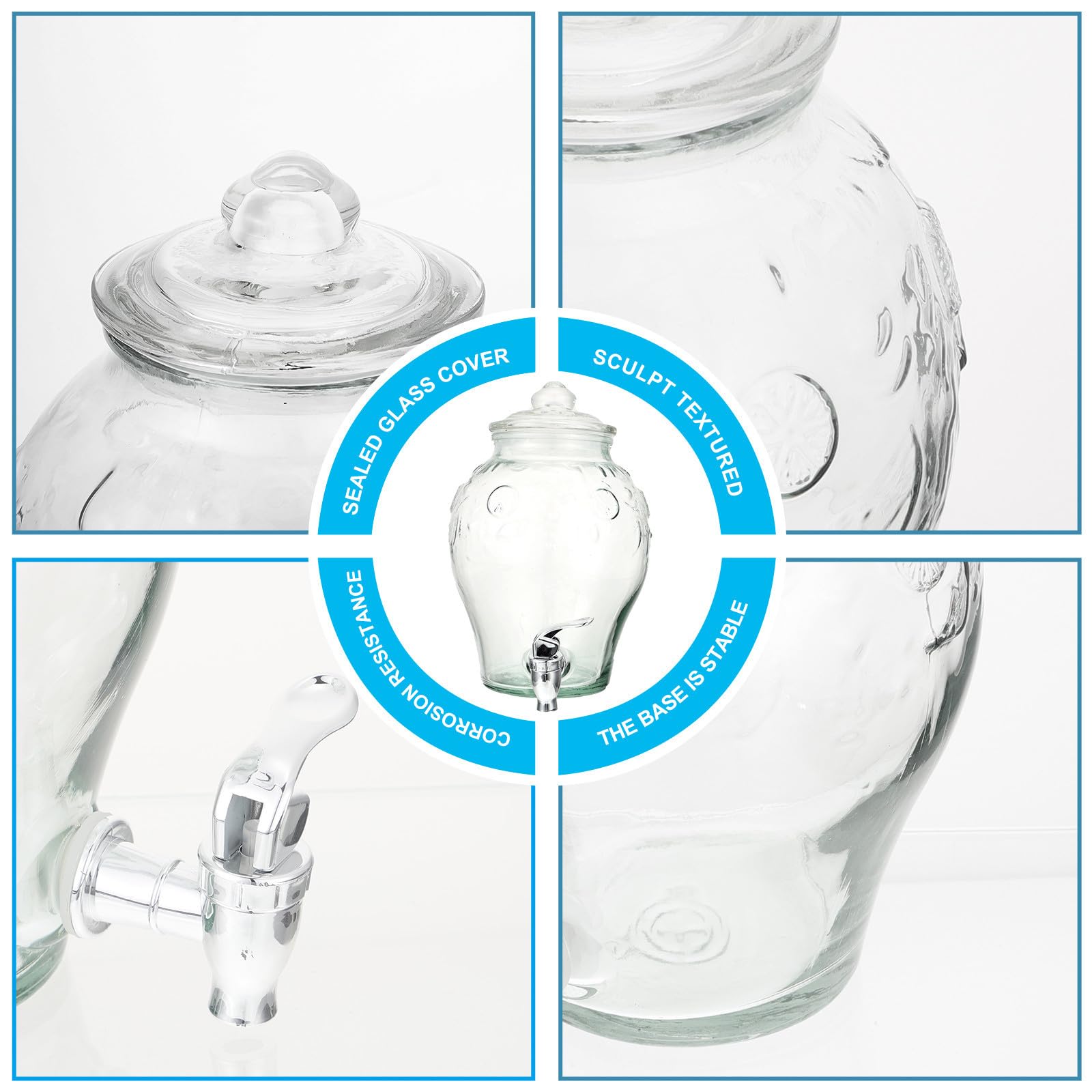 Amosfun Frasco de Vidrio Hermético con Grifo para Jugo y Vino