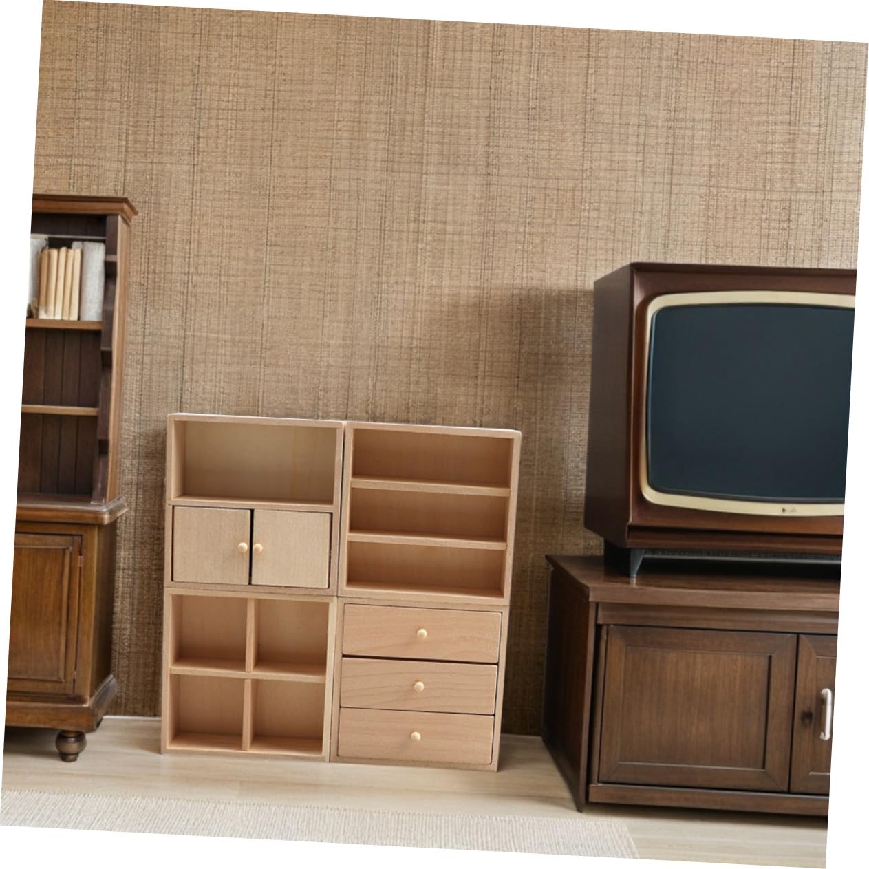Muebles Miniatura de Madera para Casa de Muñecas 4 Piezas Beige