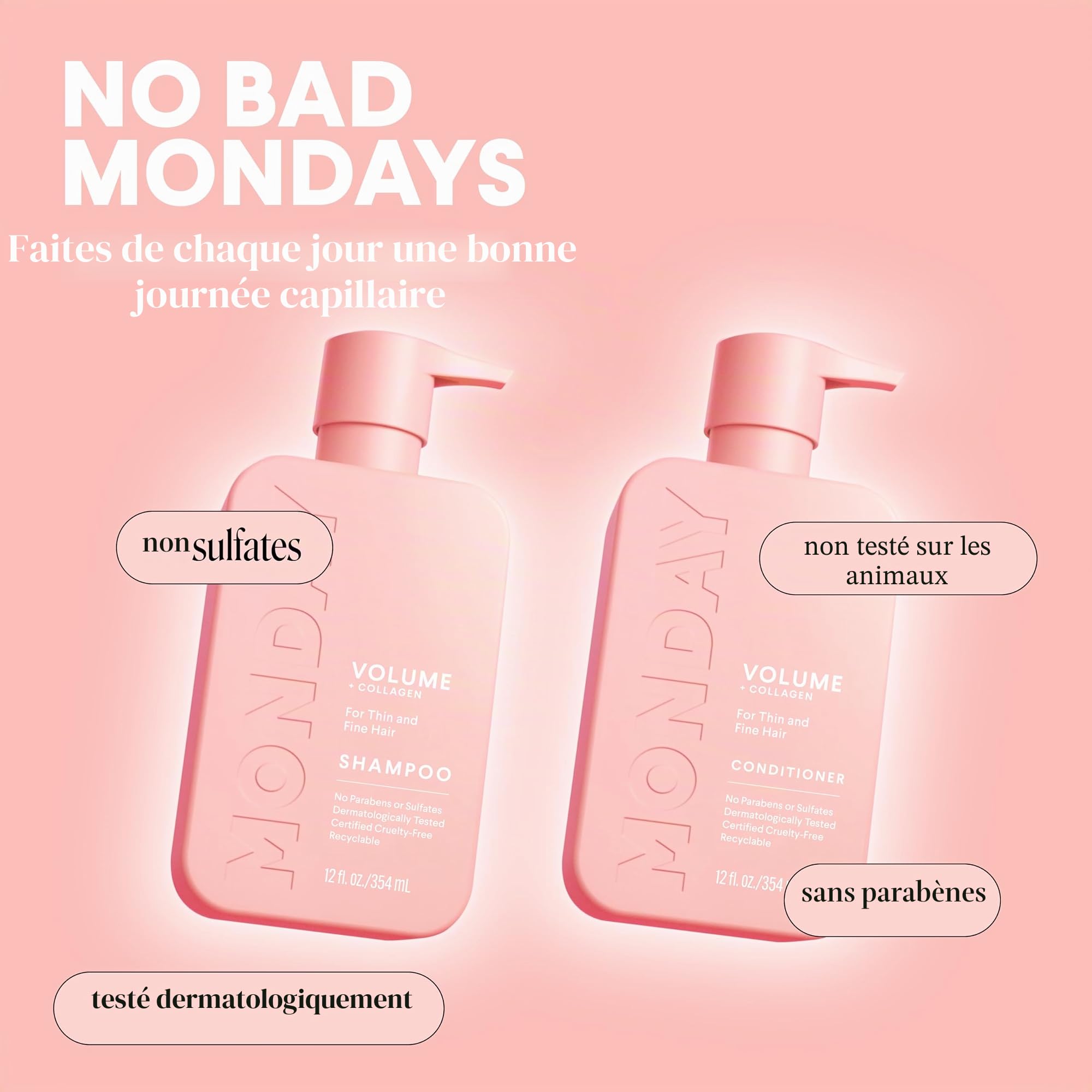 MONDAY-AMAZON Volume Double Pack 355 ml (1 shampooing, 1 après-shampooing)