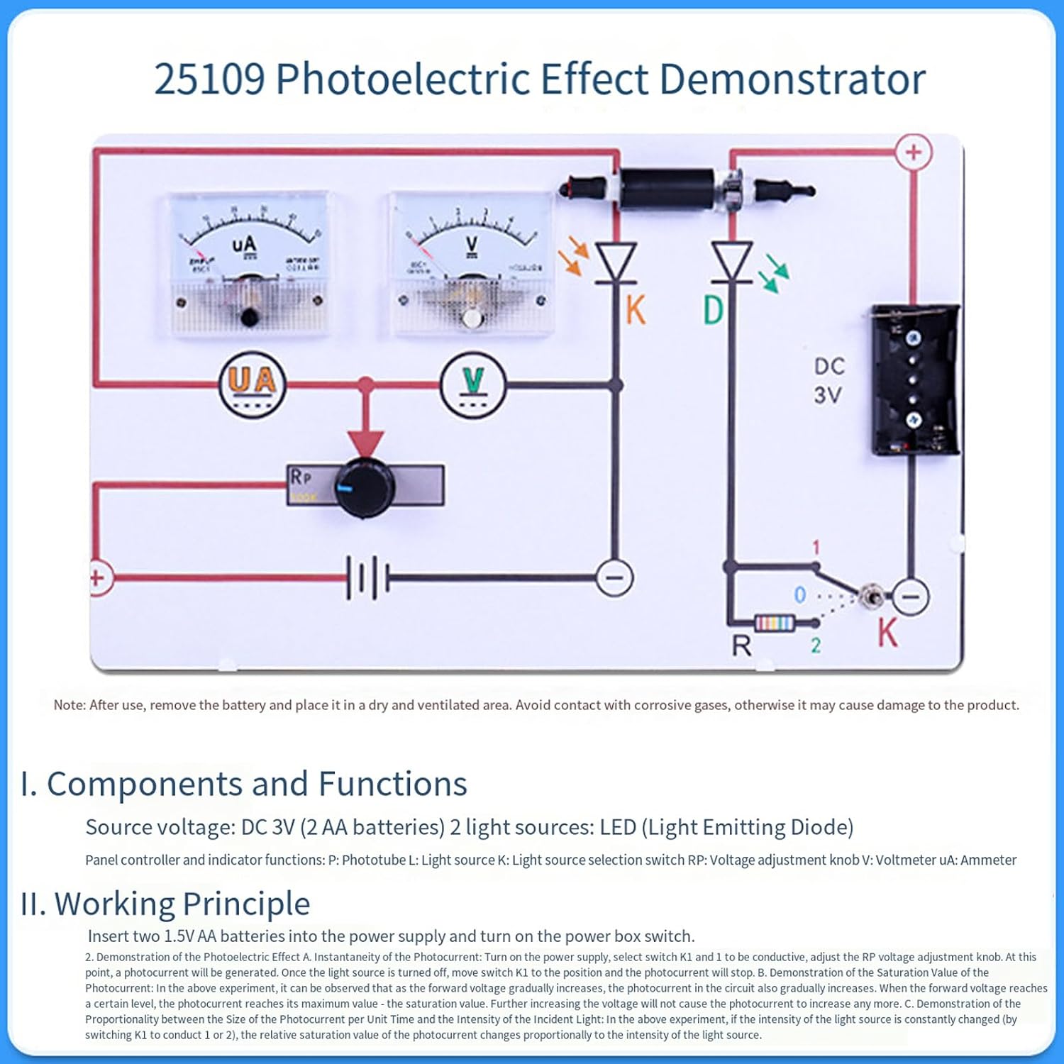 Photoelectric Effect Demonstrator Device Optoelectronic Experiment Equipment Physics Teaching Aid for Classroom Teaching Physics Lab Equipment