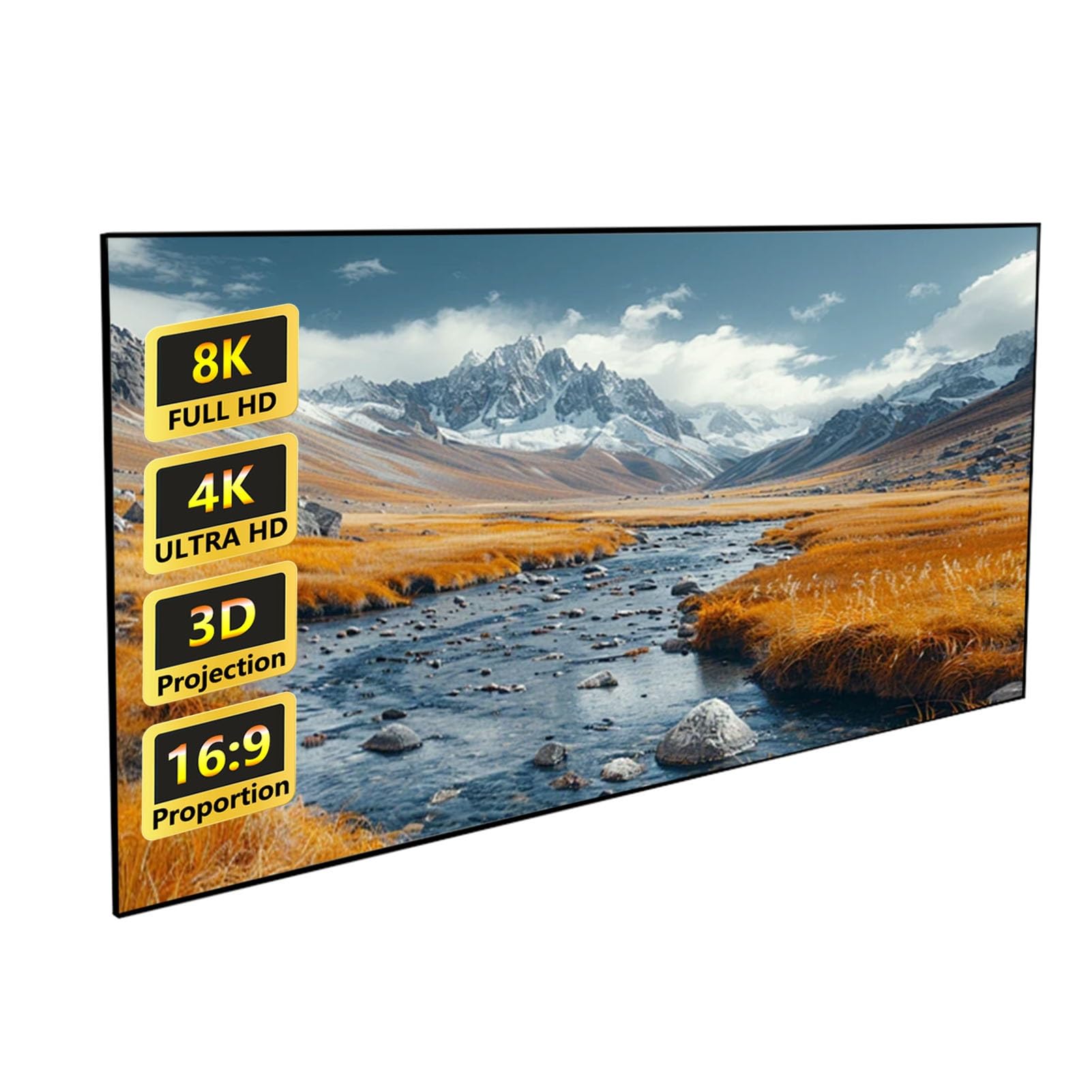16:9 Rahmenleinwand Graues 80/90/100 Zoll, 4K/8K/3D Wandmontierte Projektionsleinwand mit Rahmen, Heimkino Beamerleinwand Kontrastreiche(60in 16:9)