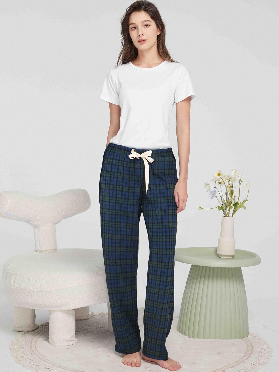 Women's Cotton Flannel Pajama Pants, Soft Lounge Bottoms with Pockets - Image 7