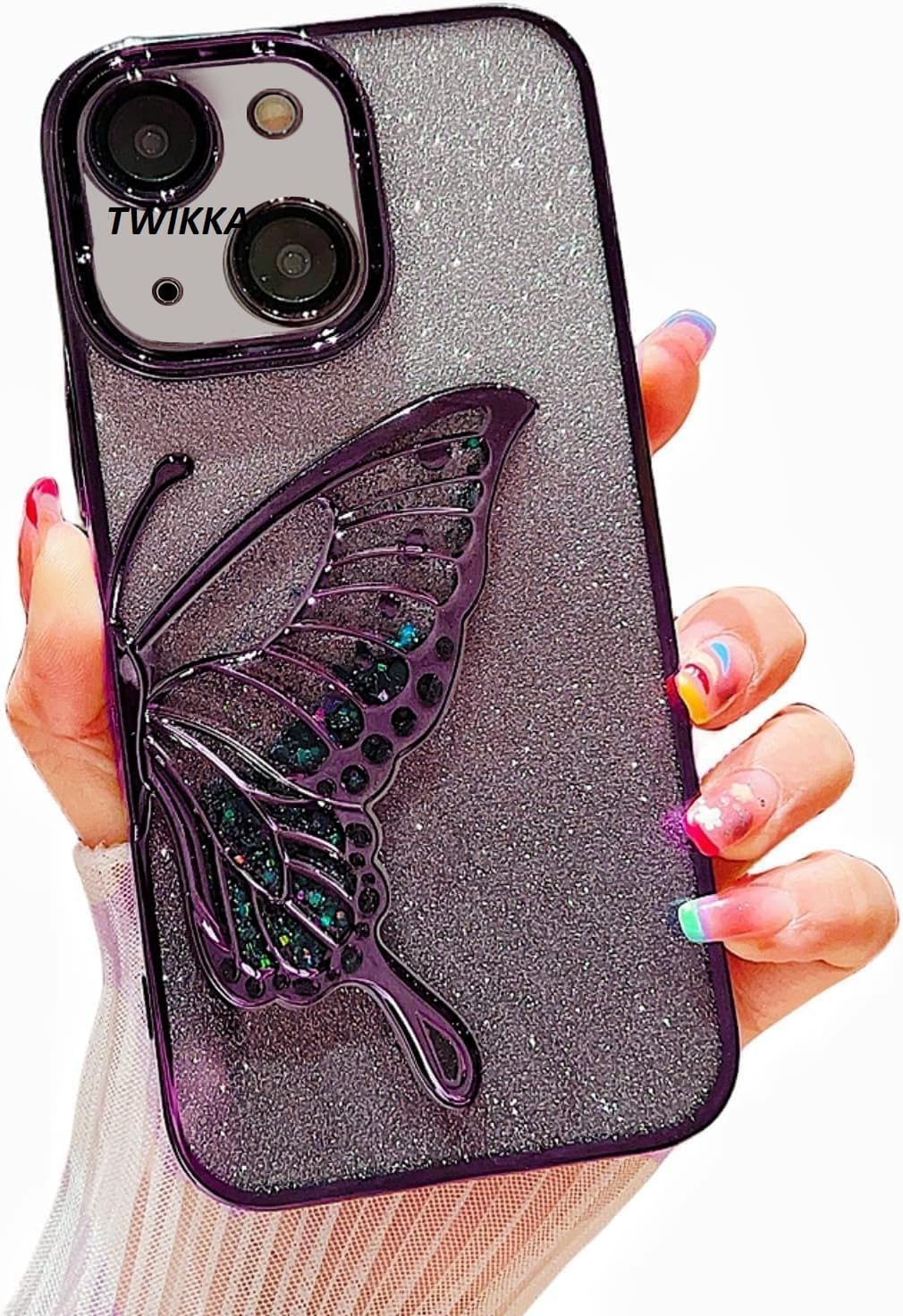 Twikka Silicone Stylish Designed For iPhone 14 Plus Cover With Luxury Glitter Cute Butterfly Plating Design Aesthetic Women Teen Girls Back Cover Cases For iPhone 14 Plus Cover (Purple) (B0D2FR8JMY) Amazon Price History, Amazon Price Tracker
