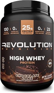 Revolution Nutrition, High Whey, Protein Powder 2LB, Whey Isolate, Gluten Free, Lean Muscle Mass for Men & Women, 25g of Protein Per Scoop, 908 g, 24 Servings (Chocolate Cake, 2 Pound)
