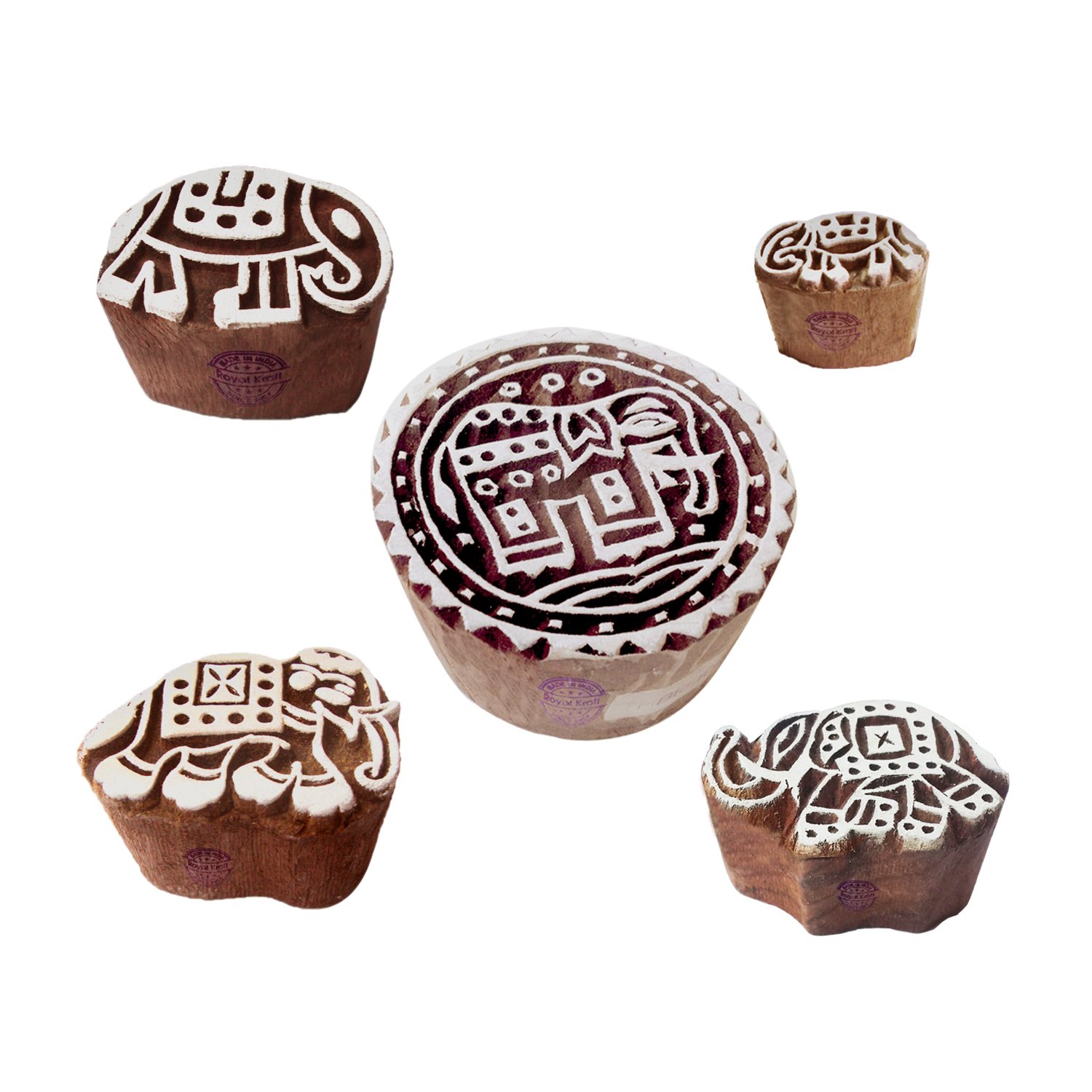 Designer Pattern Mix and Elephant Wooden Blocks for Printing (Set of 5) (B075X23JNW) Amazon Price History, Amazon Price Tracker