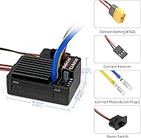 Vista 6 de Radiolink RC6GS V3 - Transmisor RC, receptor de giroscopio R7FG y combo 9030 ESC cepillado, control remoto de superficie de 7 canales de 2.4 GHz 90A