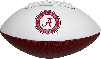 Logo Brands NCAA Official Size Autograph Football -Smooth White Panel for Nil Signatures, Display, or Nil Collecting NCAA Fan Memorabilia