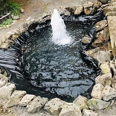 Image WZYX Black Pond Liner 26.2x32.8ft Fish Ponds Liners HDPE Rubber Pond Underlayment Landscaping Impermeable Film Pre-Cut Waterproof Image WZYX Black Pond Liner 26.2x32.8ft Fish Ponds Liners HDPE Rubber Pond Underlayment Landscaping Impermeable Film Pre-Cut Waterproof