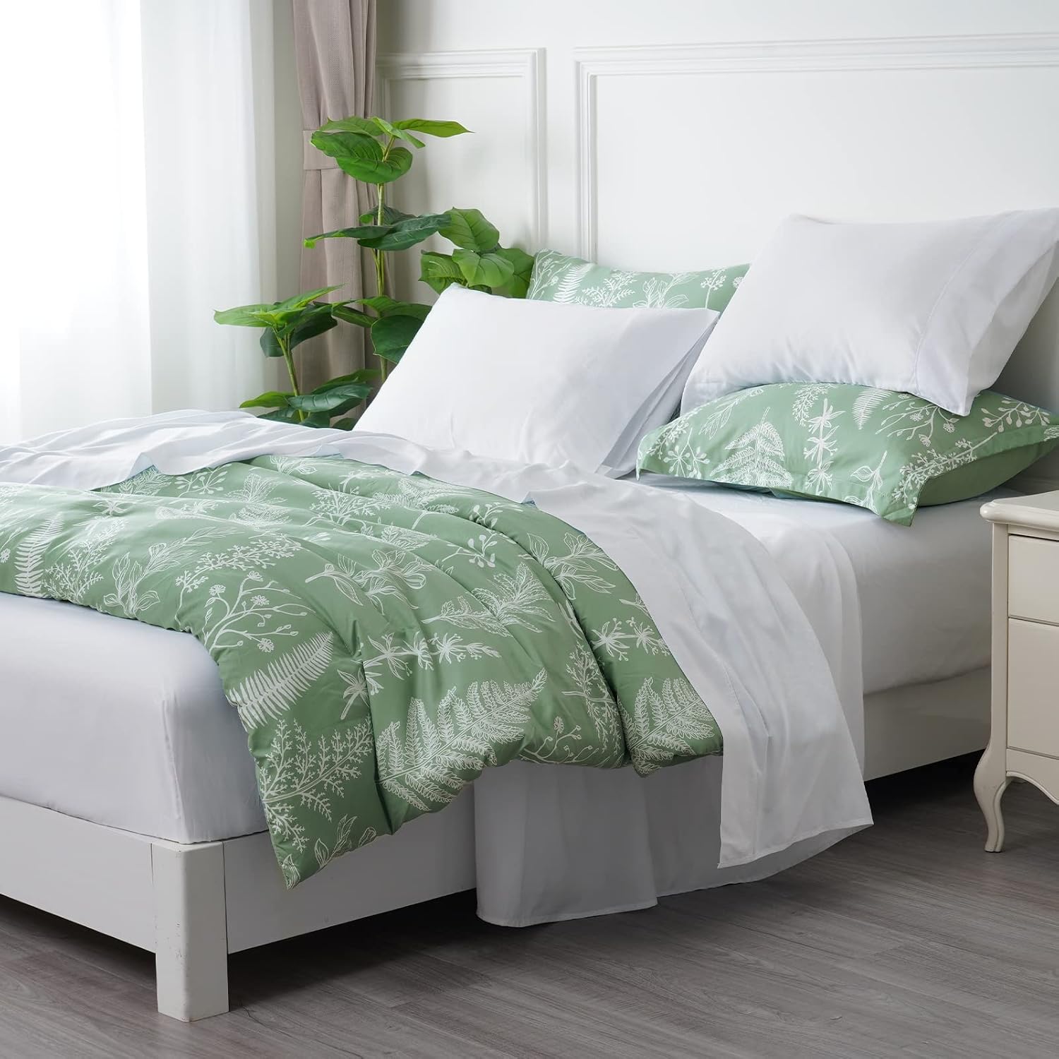 PHF Cooling Bamboo_ Sheets Set Twin Size, 3 Piece Silky Soft Viscose from Bamboo_ Bed Sheets Set, 1800 Thread Count 16 Inch Deep Pockets, Ultra Soft Smooth Breathable Bedding Sheets, White